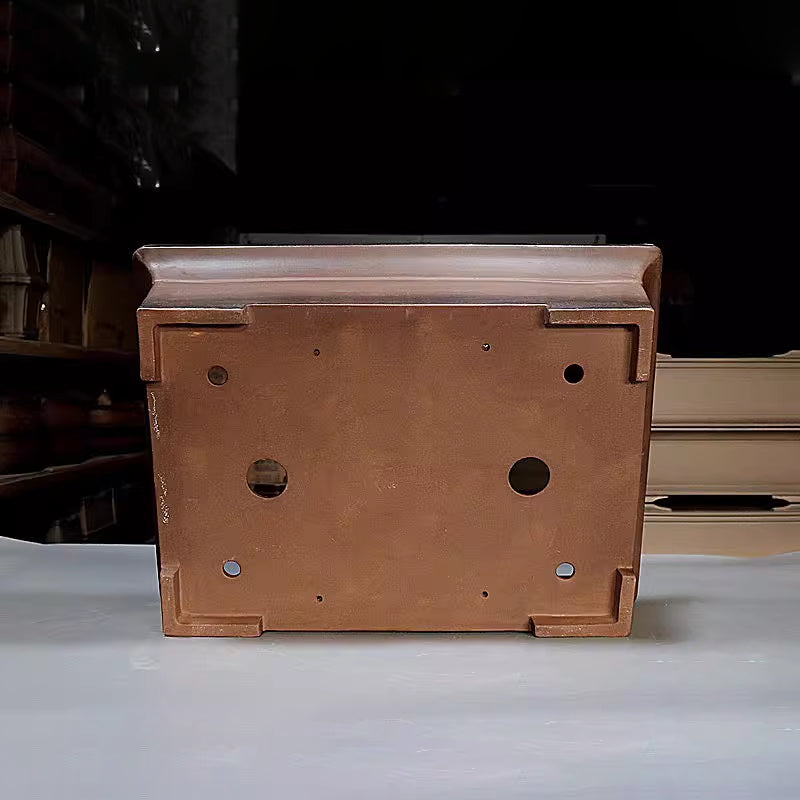 23.8 inch (60.5cm) Extra Large Flared Rectangular Traditional Unglazed Bonsai Pot Bottom View