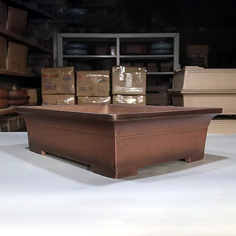 23.8 inch (60.5cm) Extra Large Flared Rectangular Traditional Unglazed Bonsai Pot Corner View