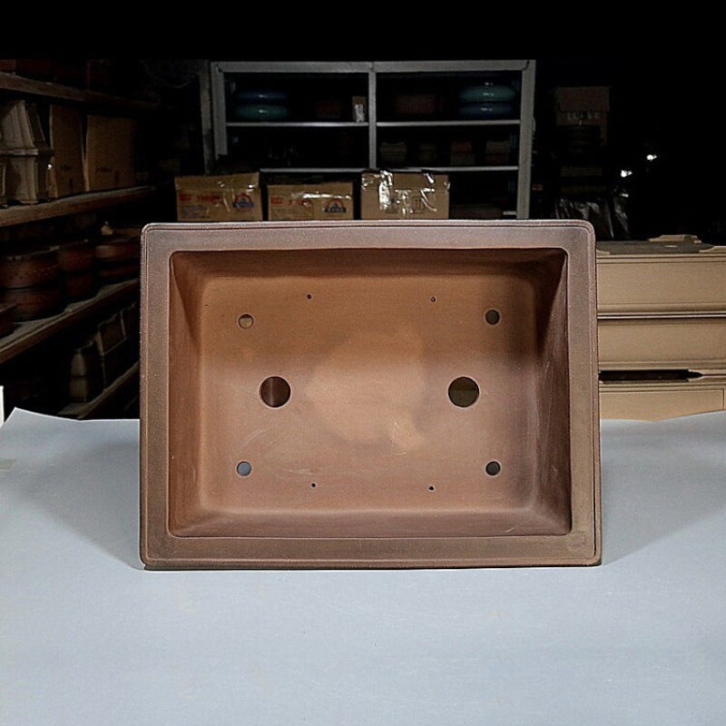 23.8 inch (60.5cm) Extra Large Flared Rectangular Traditional Unglazed Bonsai Pot Inner View