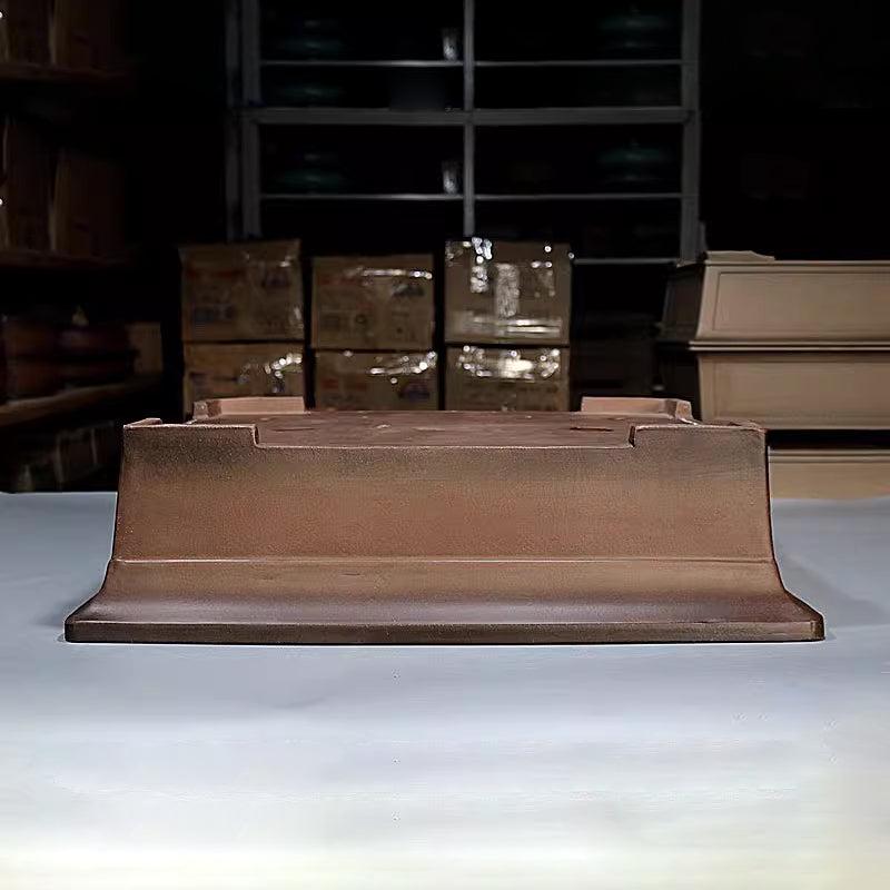 23.8 inch (60.5cm) Extra Large Flared Rectangular Traditional Unglazed Bonsai Pot Upside Down View