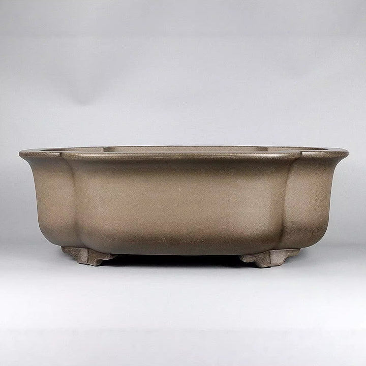 23 inch (58.5cm) Extra Large Lotus Shaped Beige Dual Tone Unglazed Deep Bonsai Pot