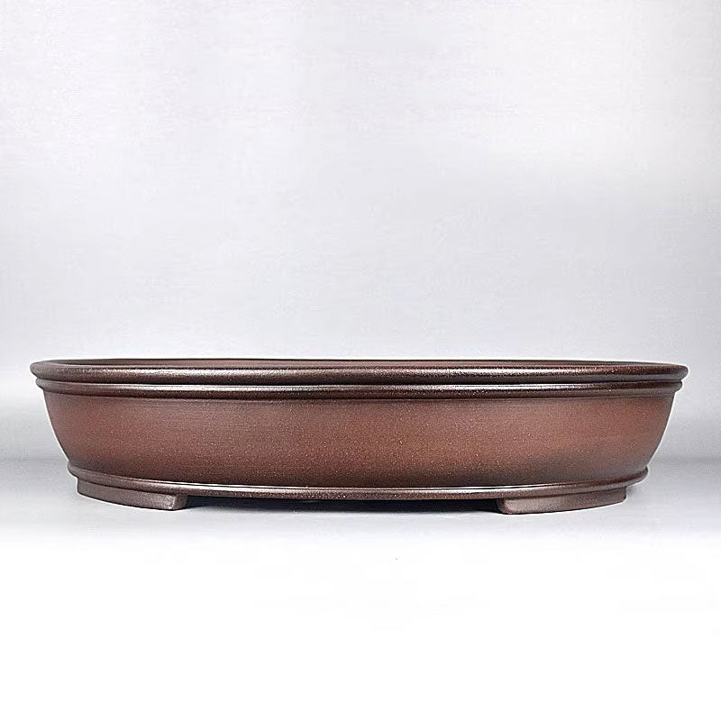 24.2 inch (61.5cm) Extra Large Oval Shallow Bonsai Pot w Double-Line Rim