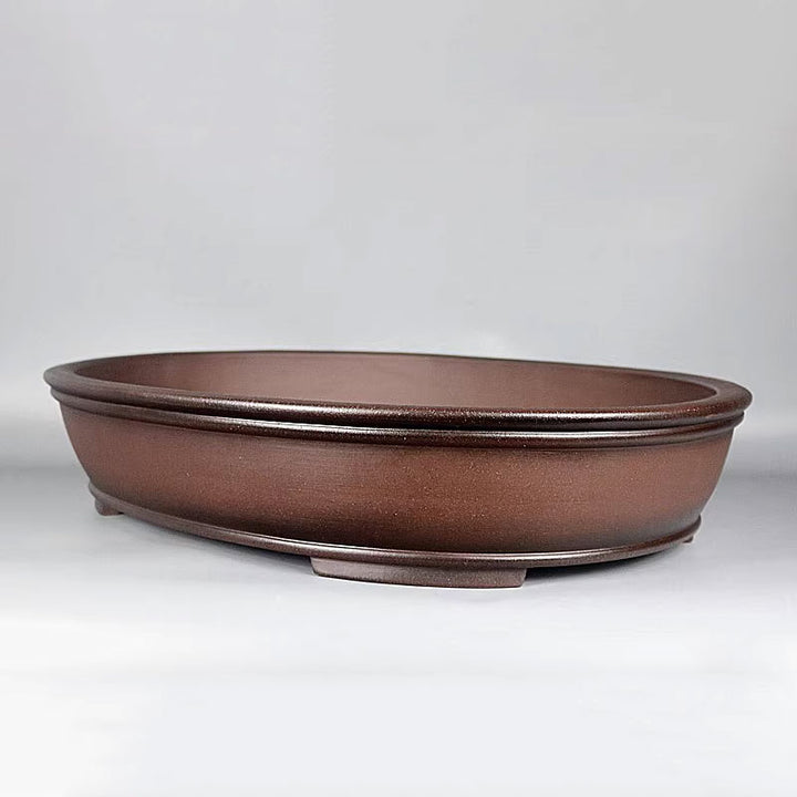 24.2 inch (61.5cm) Extra Large Oval Shallow Bonsai Pot w Double-Line Rim Corner View