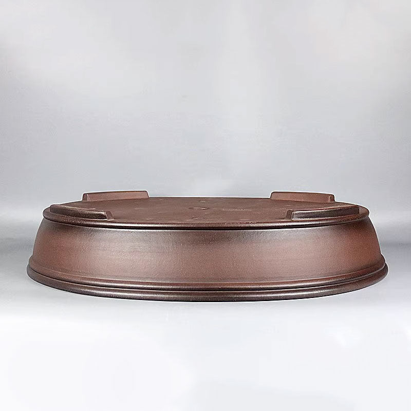 24.2 inch (61.5cm) Extra Large Oval Shallow Bonsai Pot w Double-Line Rim Upside Down View