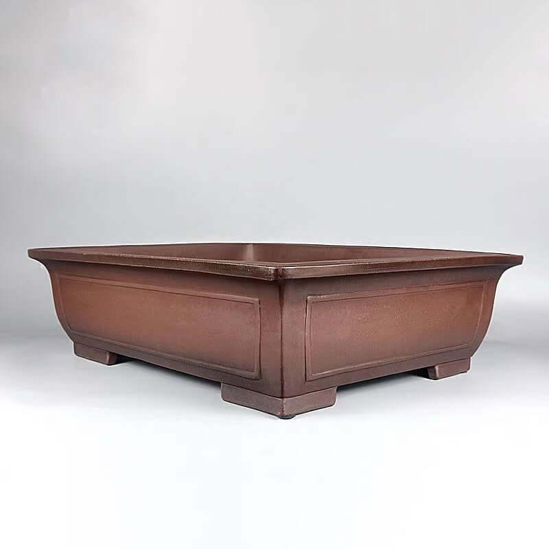 24 inch (61cm) Extra Large Traditional Rectangular Bonsai Pot w Framed Panels Corner View