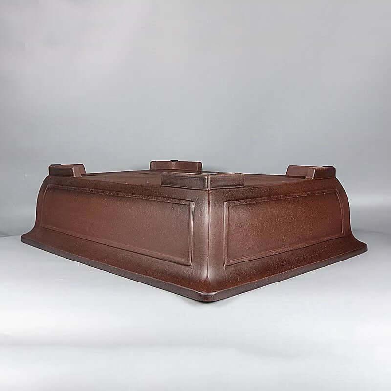 24 inch (61cm) Extra Large Traditional Rectangular Bonsai Pot w Framed Panels Upside Down Corner View
