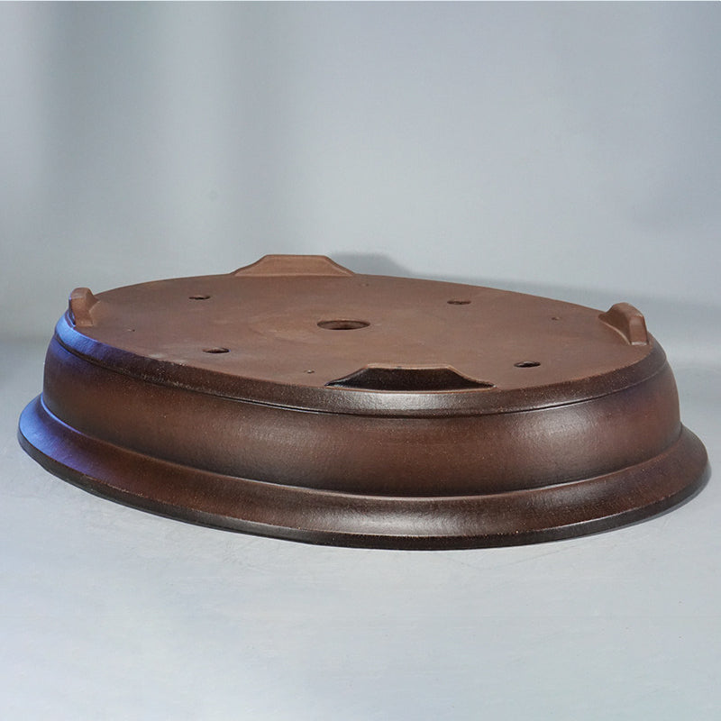 25.1 inch (64cm) Extra Large Dark Brown Unglazed Classic Shallow Forest Bonsai Pot Bottom View