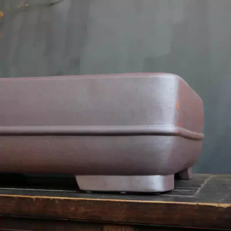 25.1 inch (64cm) Extra Large Rectangular Bonsai Pot w Subtle Raised Line Corner Close Shot