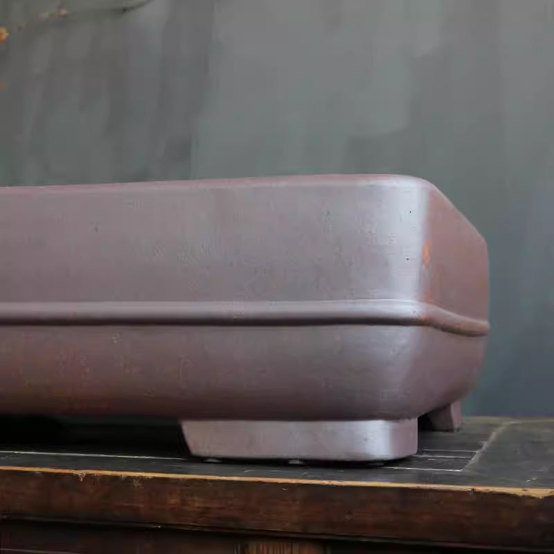 25.1 inch (64cm) Extra Large Rectangular Bonsai Pot w Subtle Raised Line Corner Close Shot