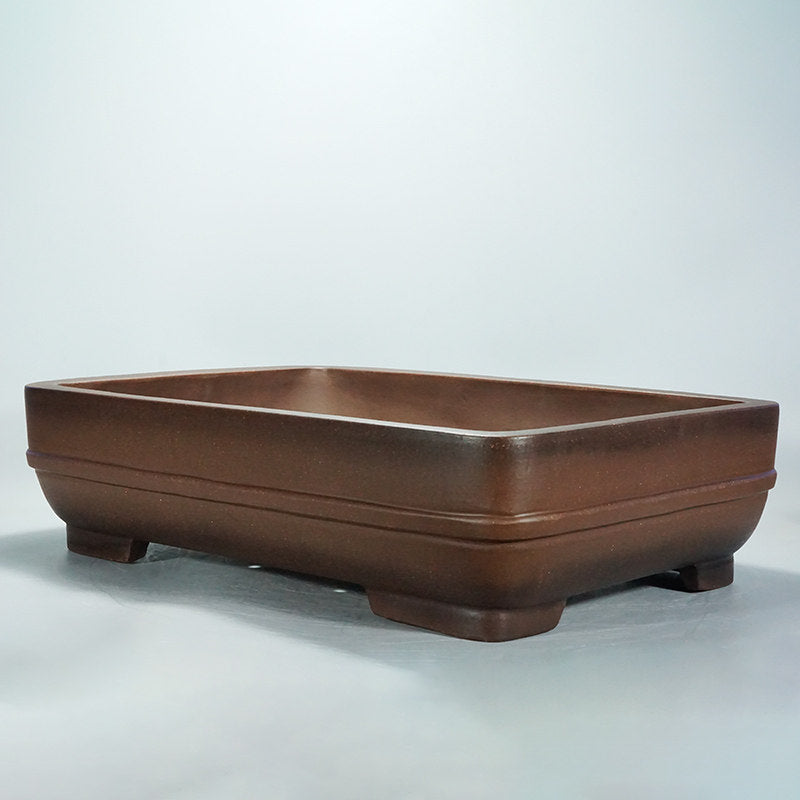 25.1 inch (64cm) Extra Large Traditional Unglazed Raised Feet Premium Unglazed Bonsai Pot Corner View
