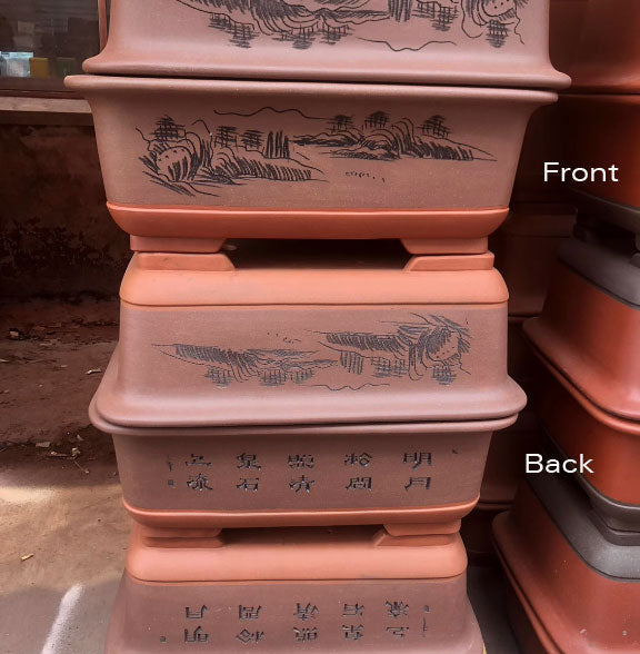 25.2" (64cm) Extra Large Rectangular Artistic Unglazed Deep Bonsai Pot Handmade