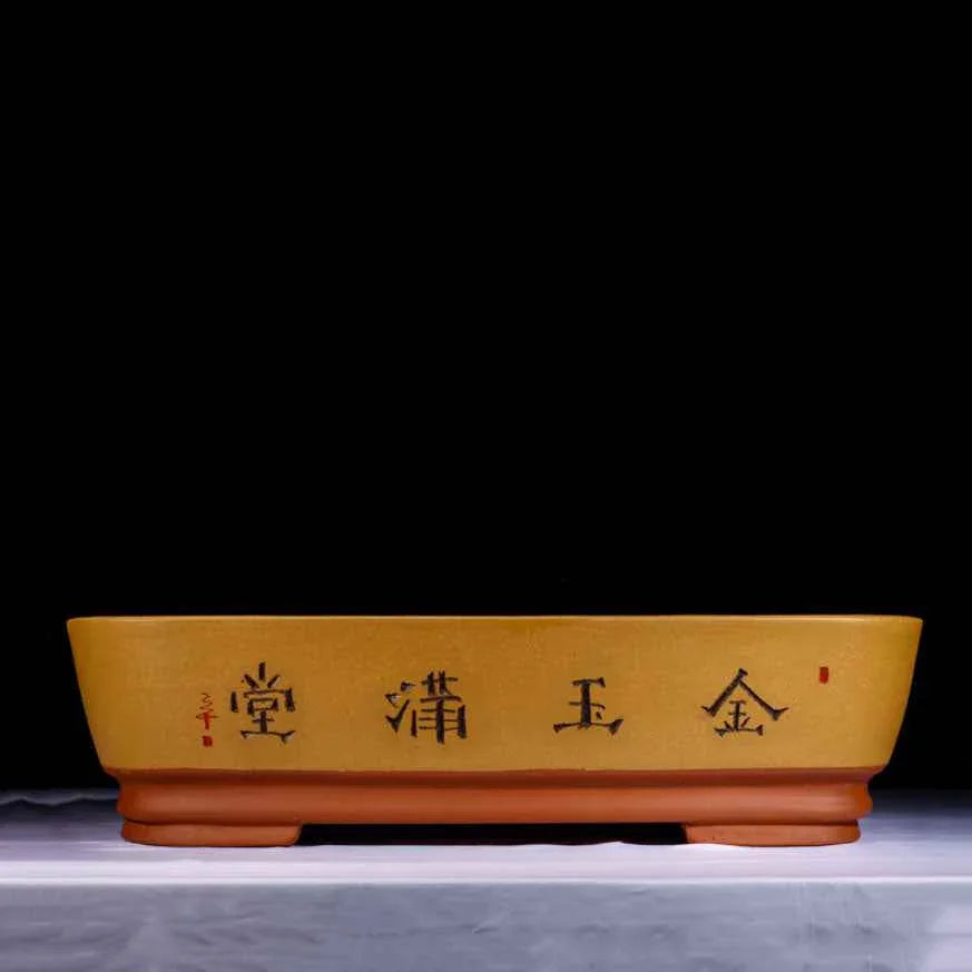 25.6" (65cm) Extra Large Rectangle Bonsai Pot w Chinese Calligraphy