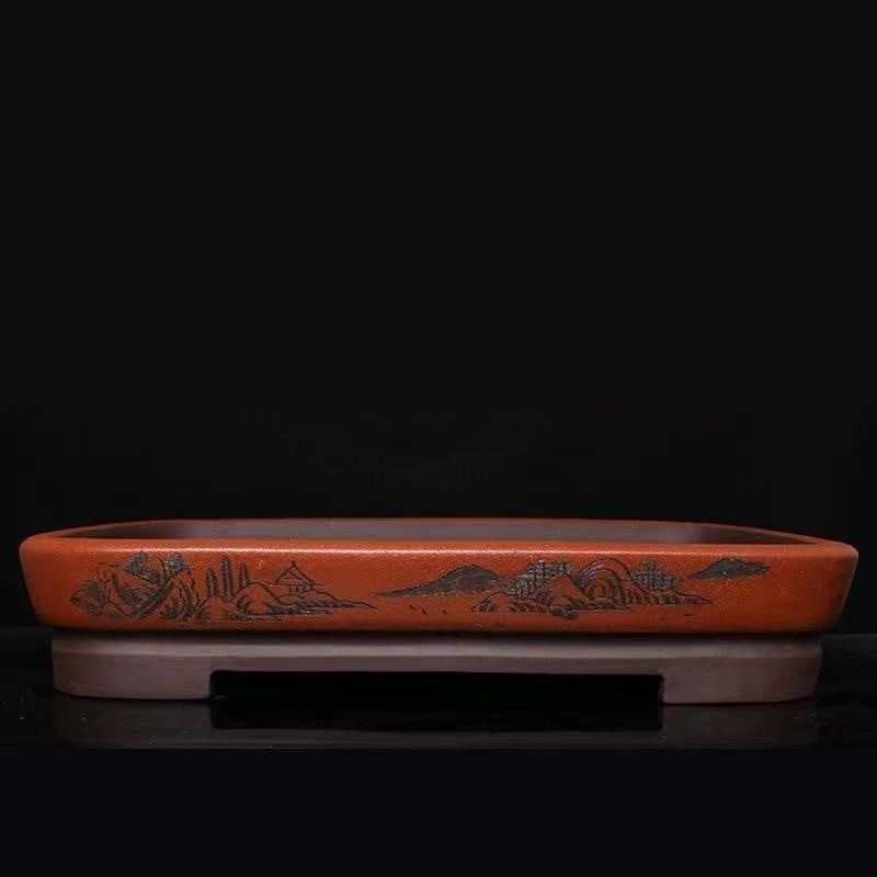 25.6" (65cm) Extra Large Rectangular Engraved Bonsai Forest Pot