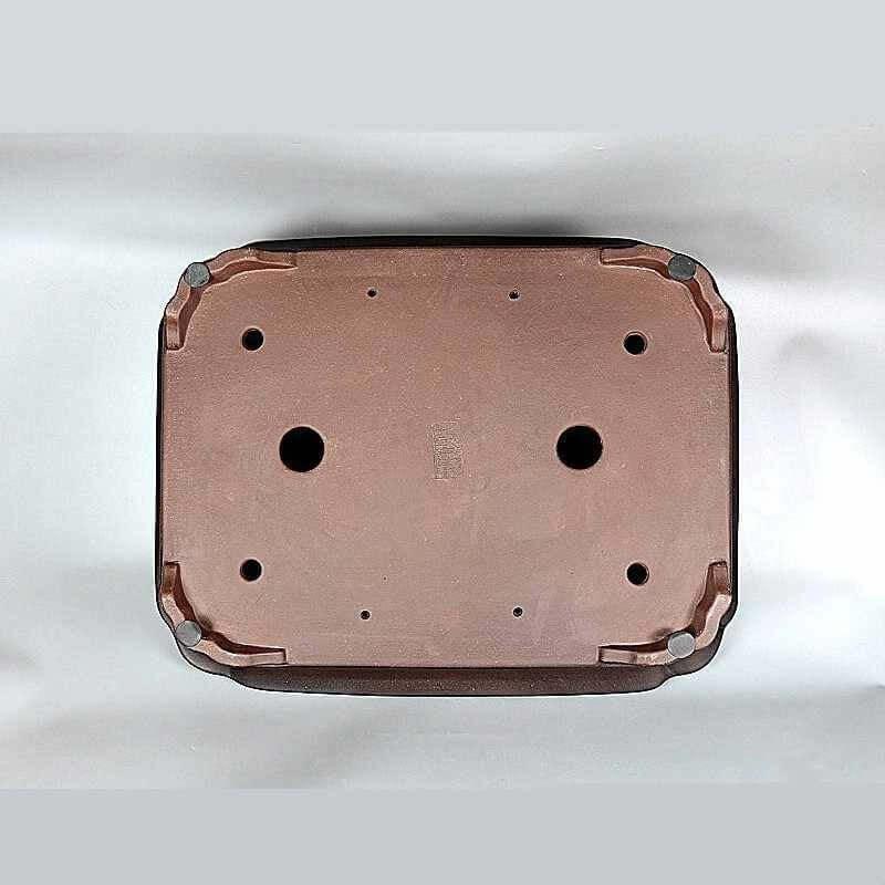 25.6 inch (65cm) Extra Large Rectangle Dual Tone Bonsai Pot w Indented Corners Bottom View