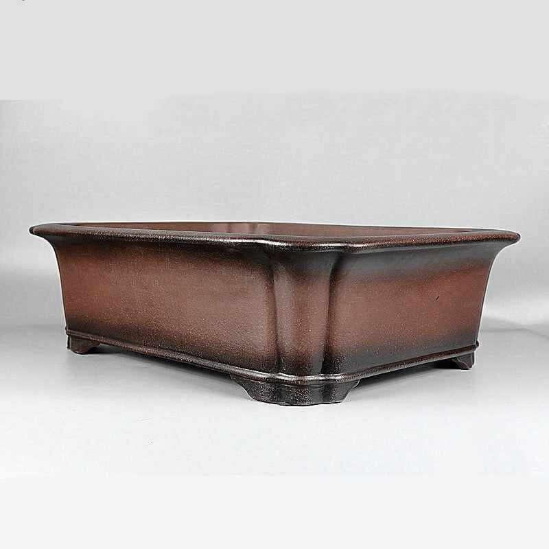 25.6 inch (65cm) Extra Large Rectangle Dual Tone Bonsai Pot w Indented Corners Corner View