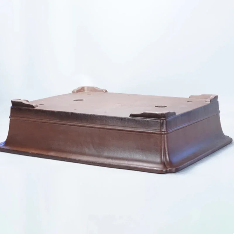 25.6 inch (65cm) Extra Large Rectangular Handmade Bonsai Pot w Subtle Raised Line Bottom View