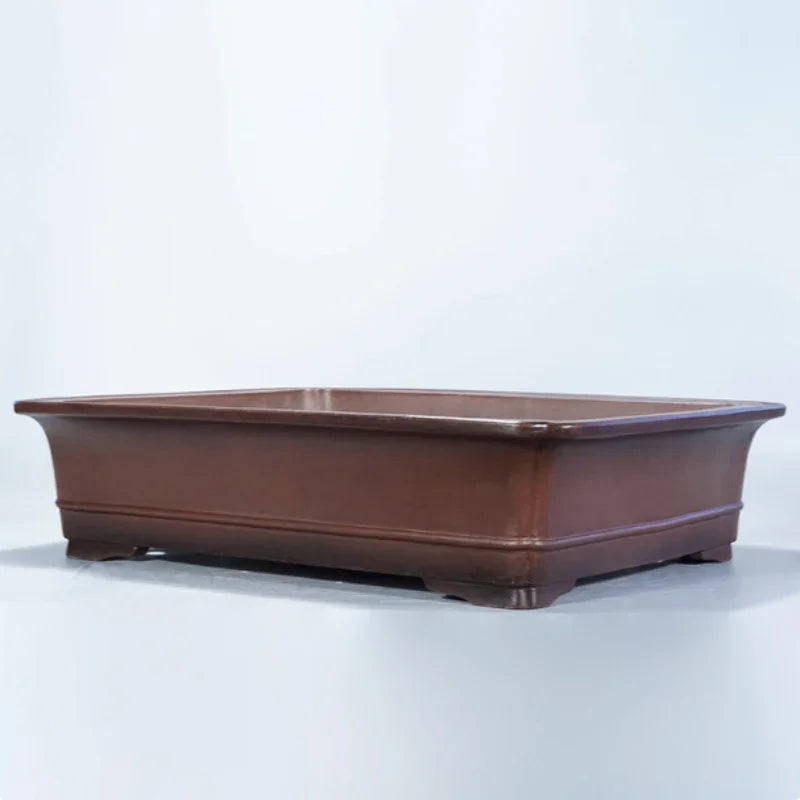 25.6 inch (65cm) Extra Large Rectangular Handmade Bonsai Pot w Subtle Raised Line Corner View