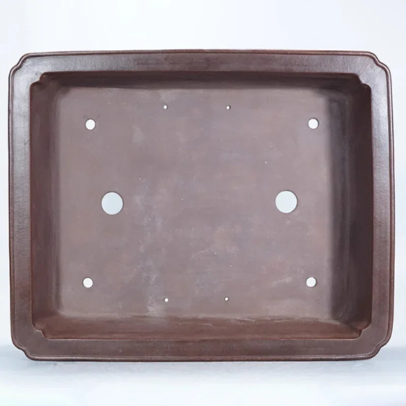 25.6 inch (65cm) Extra Large Rectangular Handmade Bonsai Pot w Subtle Raised Line Inner View