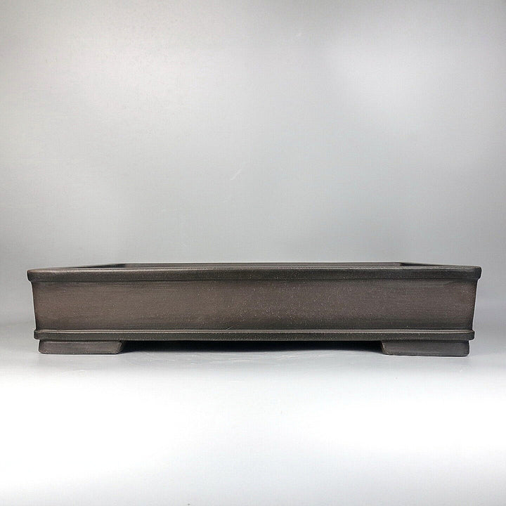 25.6 inch (65cm) Extra Large Rectangular Shallow Dark Unglazed Forest Bonsai Pot
