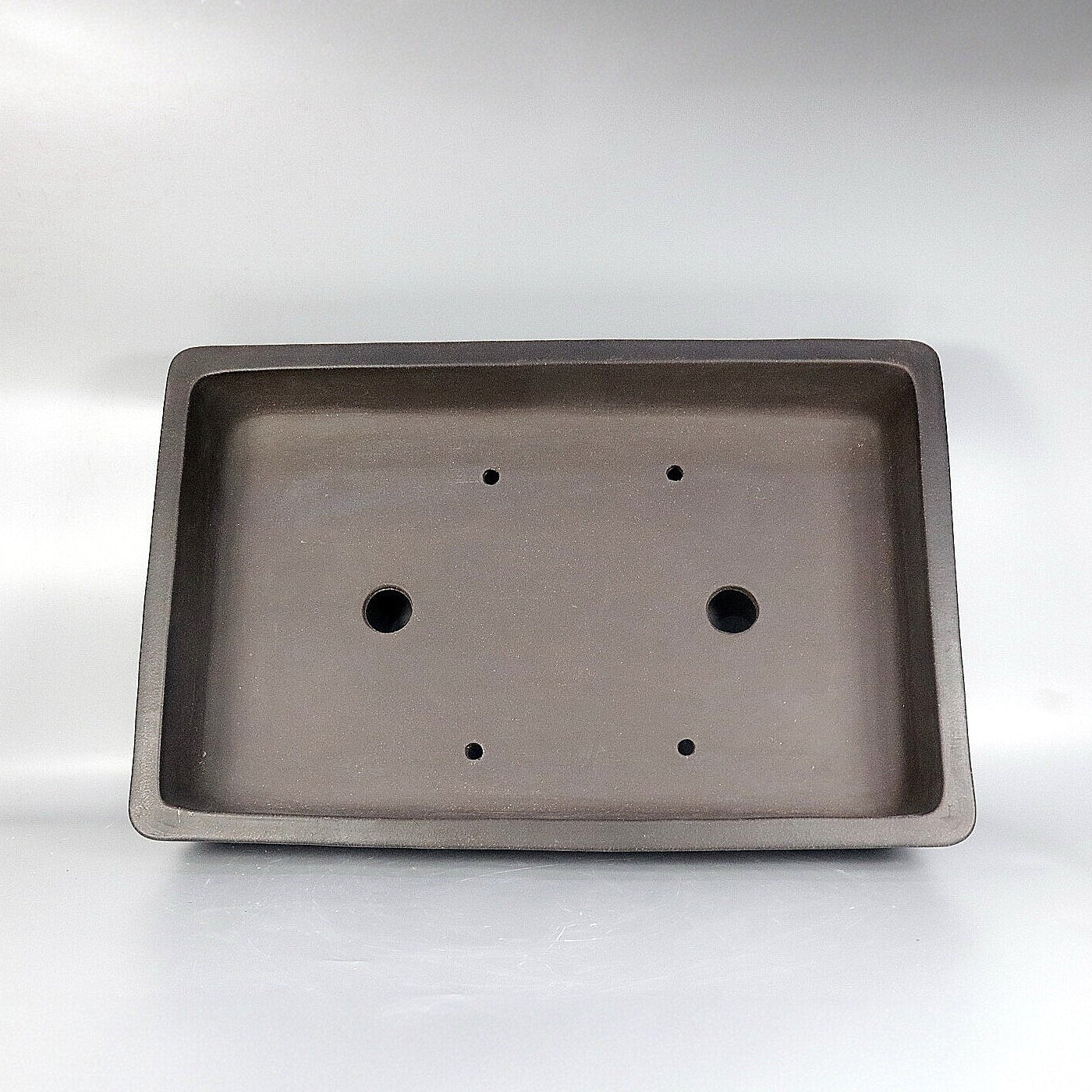 25.6 inch (65cm) Extra Large Rectangular Shallow Dark Unglazed Forest Bonsai Pot Inner View