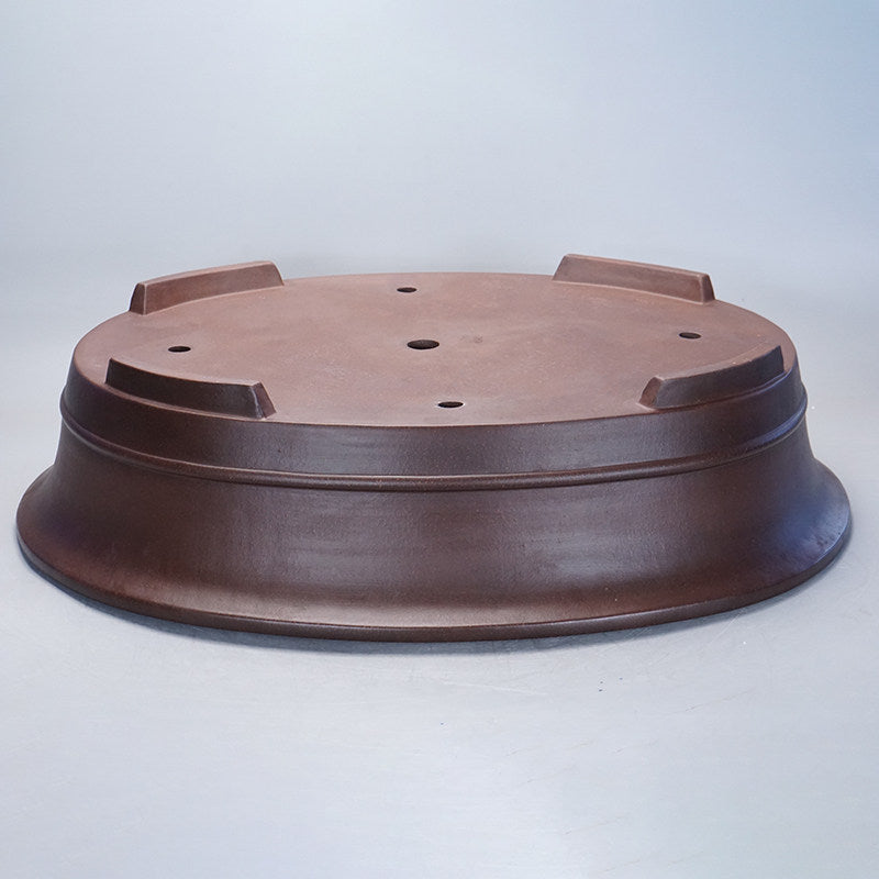25.6 inch (65cm) Extra Large Traditional Oval Raised Feet Premium Unglazed Bonsai Pot Bottom View