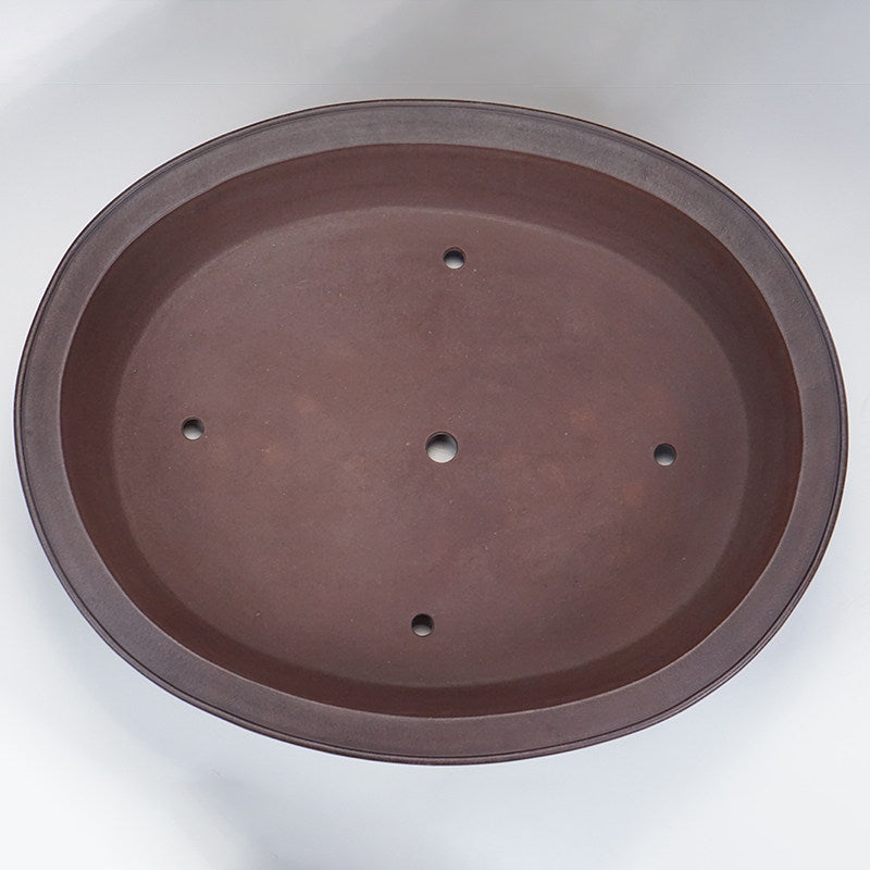 25.6 inch (65cm) Extra Large Traditional Oval Raised Feet Premium Unglazed Bonsai Pot Inner View