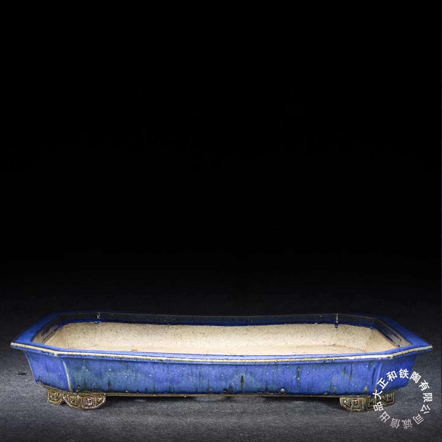 26.1 inch (66.5cm) Extra Large Shallow Rectangular Blue Multi Tone Glaze Forest Bonsai Pot