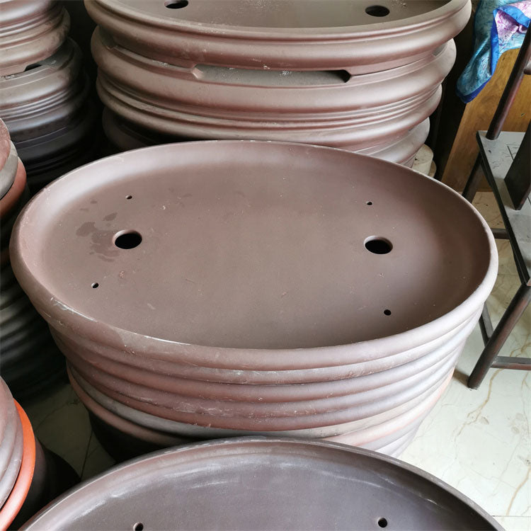 26.7 inch (68cm) Extra-Large Oval Unglazed Shallow Forest Bonsai Pot Top View