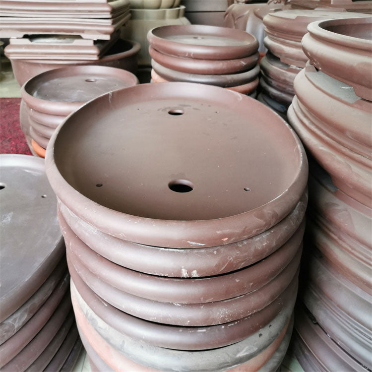 26.7 inch (68cm) Extra-Large Oval Unglazed Shallow Forest Bonsai Pot Side View