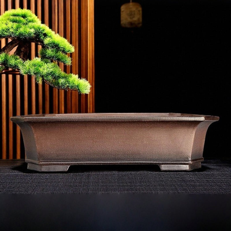 27.1 inch (69cm) Extra Large Corner-Cut Rectangle Premium Unglazed Handmade Bonsai Pot