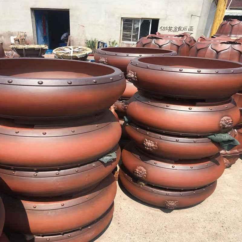 27.1" (69cm) Extra Large Round Deep Drum Bonsai Pot w Studded Rim (Copy)