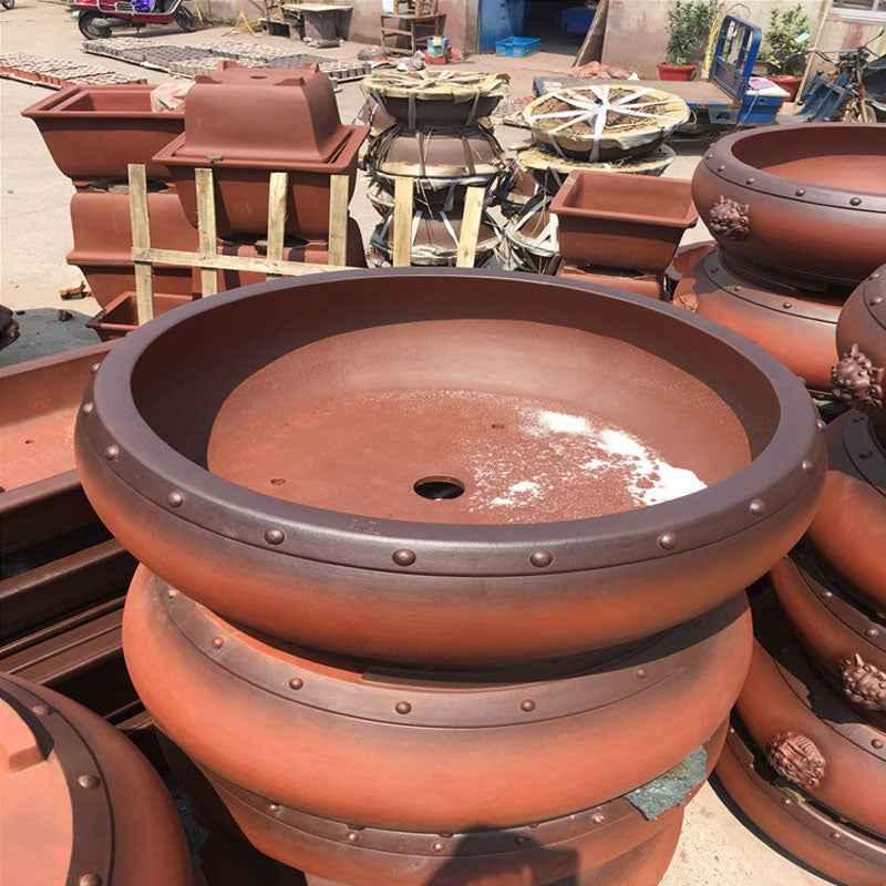 27.1" (69cm) Extra Large Round Deep Drum Bonsai Pot w Studded Rim (Copy)