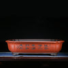 27.5 inch (70cm) Extra Large Rectangle Bonsai Pots w Scalloped Edges & Engraved Art Red Color