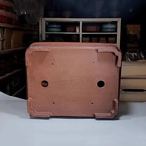 27.7 inch Extra Large Rectangular Corner-Cut Premium Bonsai Pot Bottom View