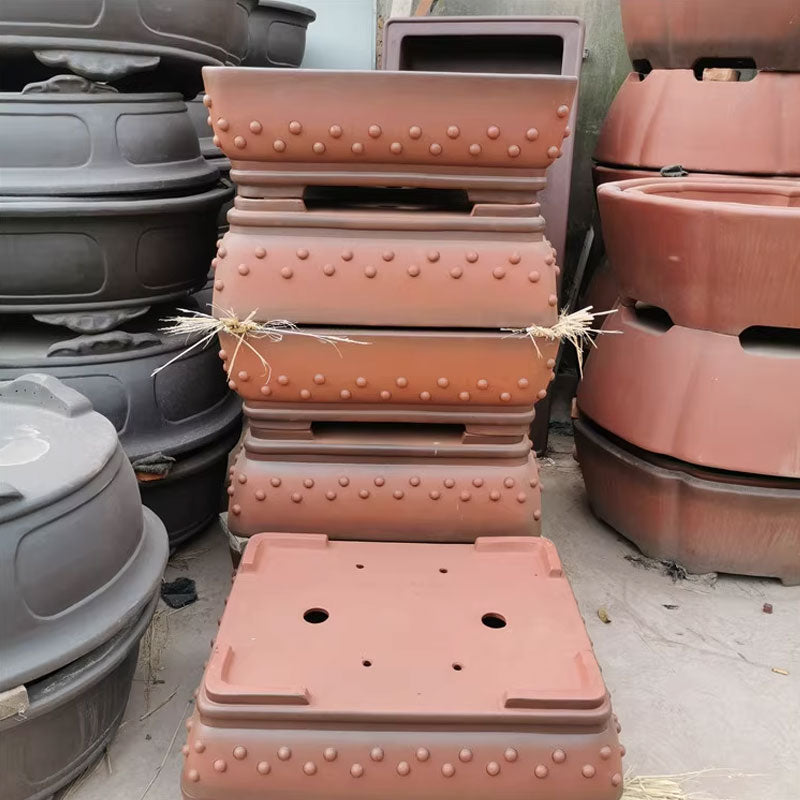 29.1 inch (74cm) Extra Large Rectangular Bonsai Pot with Studded Detailing Bottom View