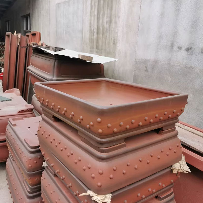 29.1 inch (74cm) Extra Large Rectangular Bonsai Pot with Studded Detailing Corner View