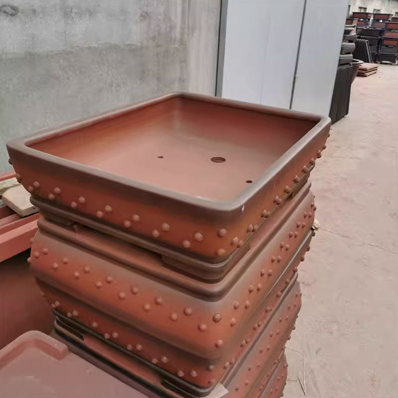 29.1 inch (74cm) Extra Large Rectangular Bonsai Pot with Studded Detailing Corner View 2