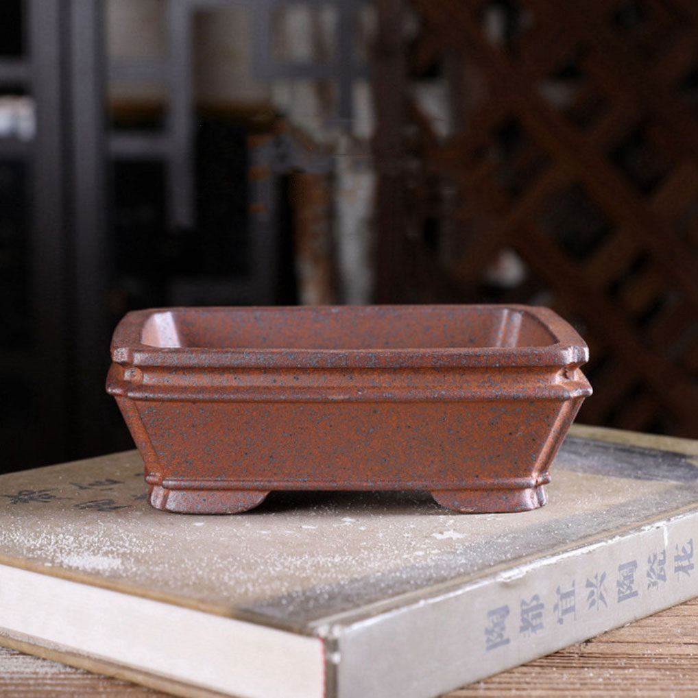 Pot à bonsaï rectangulaire de 9,2" (23,5 cm) pour bois de chauffage avec coins lisses