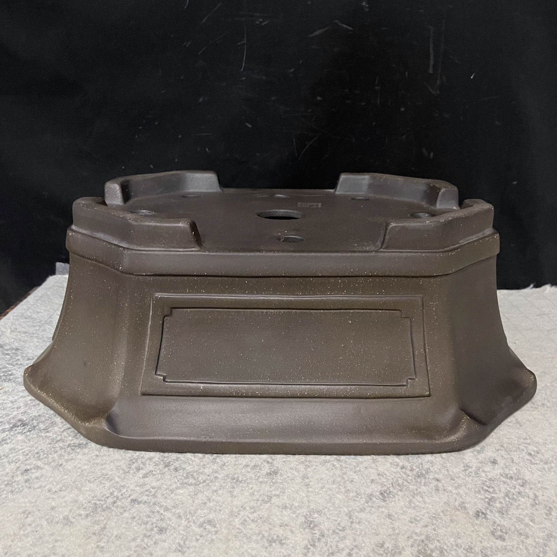 15.3" (39cm) Large Rectangular Corner Cut Bonsai Pot w Framed Side Panels