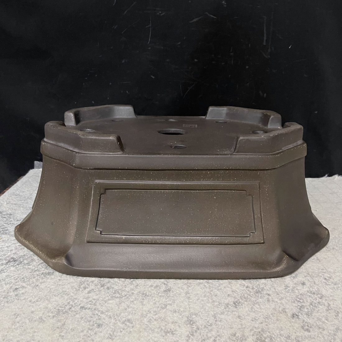 15.3" (39cm) Large Rectangular Corner Cut Bonsai Pot w Framed Side Panels