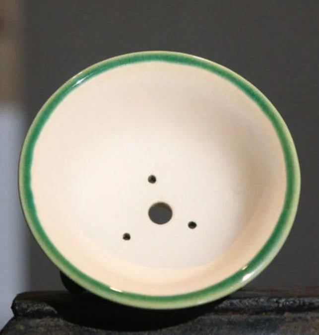 3.5" (9cm) Mini Round Glazed Bonsai Pots with Ornate Curled Legs Inner View