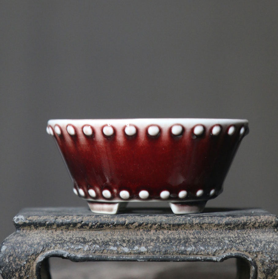 3.7" (9.5cm) Small Round Colorful Glazed Decorative Bonsai Pots
