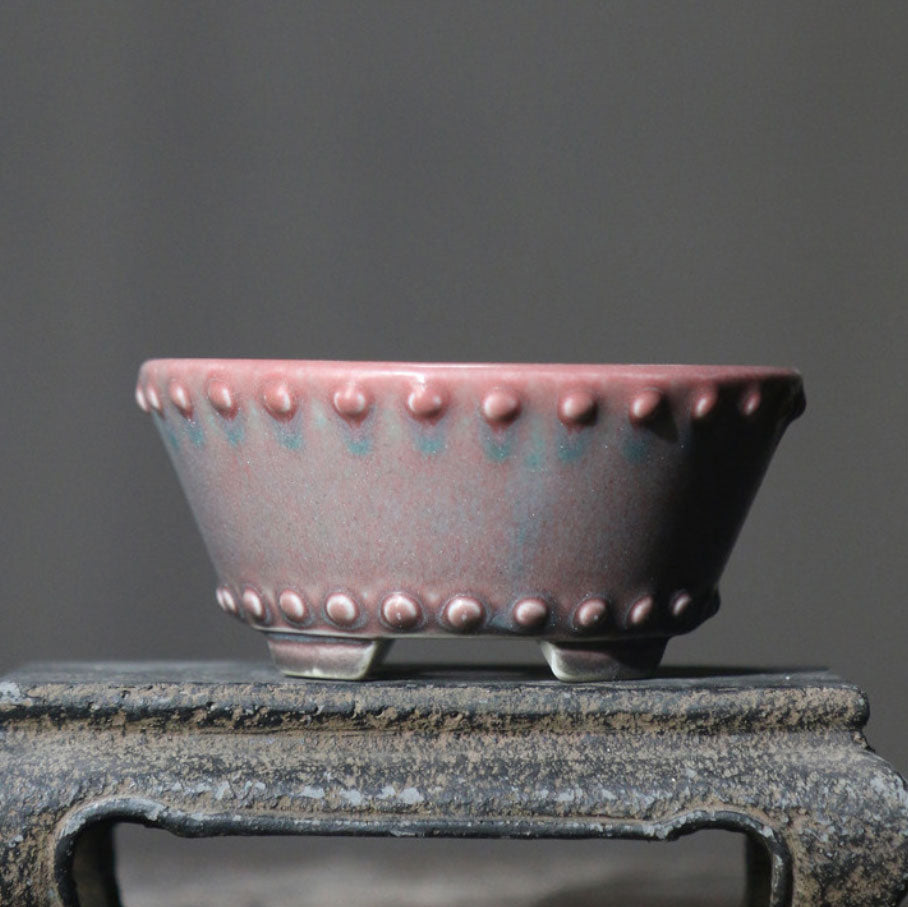 3.7" (9.5cm) Small Round Colorful Glazed Decorative Bonsai Pots