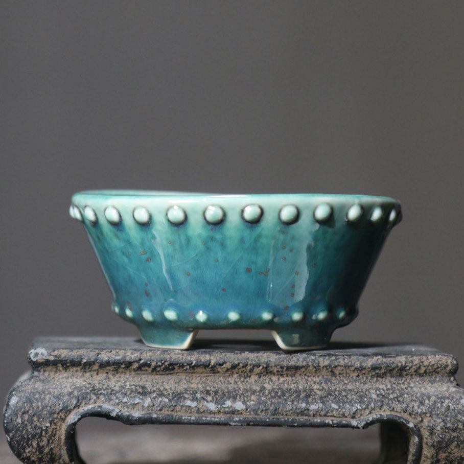 3.7" (9.5cm) Small Round Colorful Glazed Decorative Bonsai Pots