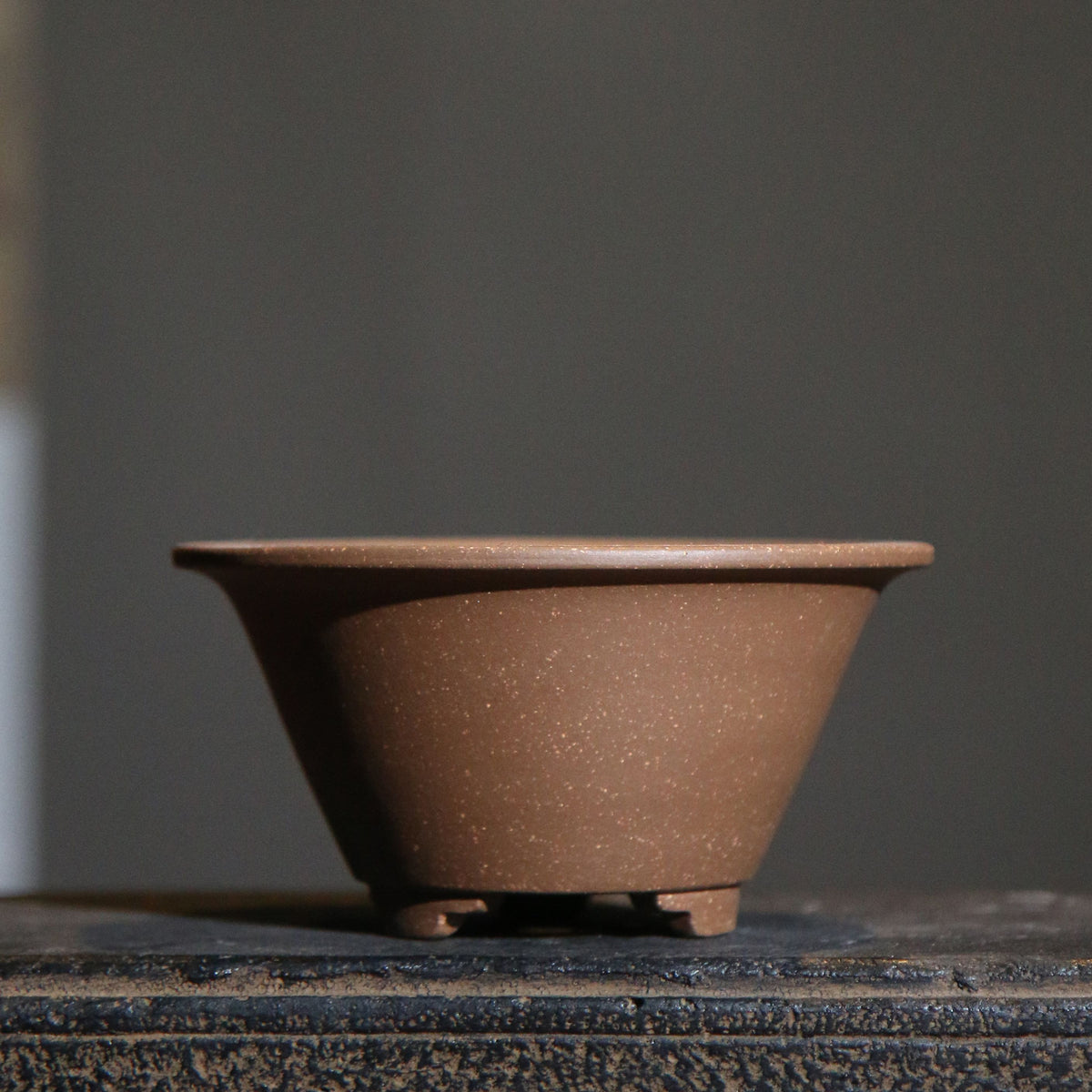 3.9" (10cm) Small Round Flared Handmade Bonsai Pots Brown Color