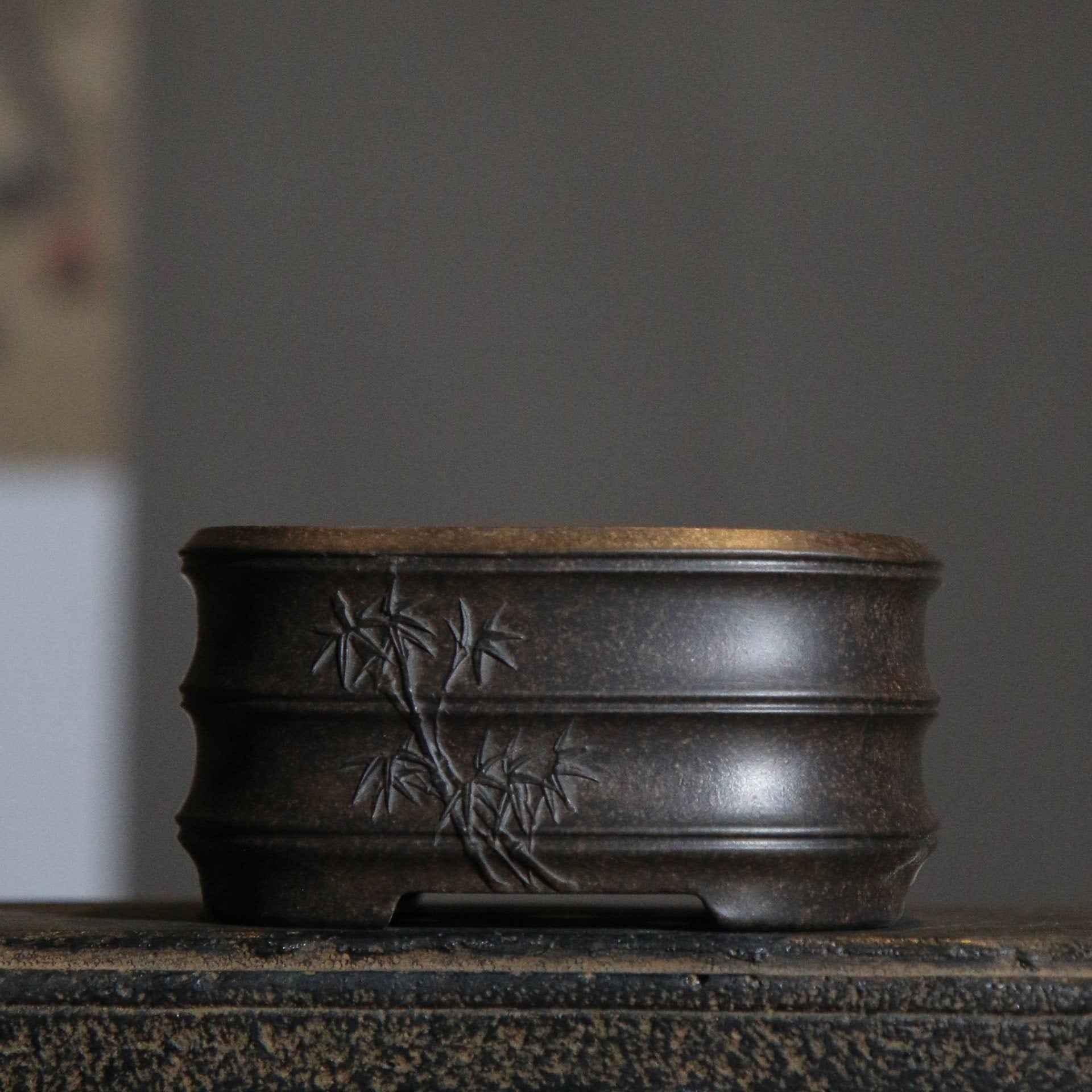 3.9" (10cm) Small Square Bamboo Joint Style Bonsai Pots