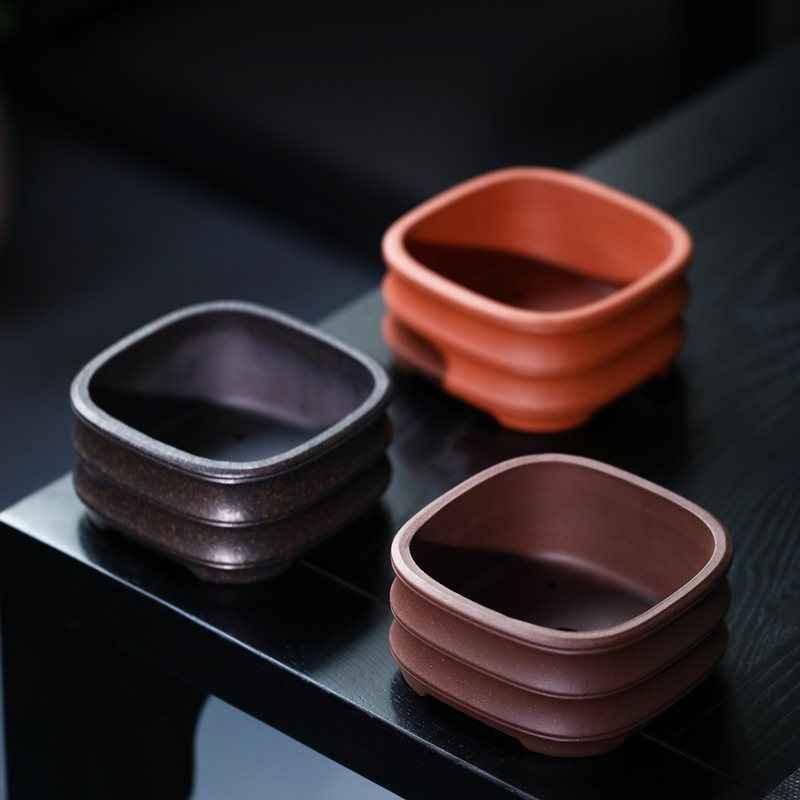 3.9" (10cm) Small Square Bamboo Joint Style Bonsai Pots