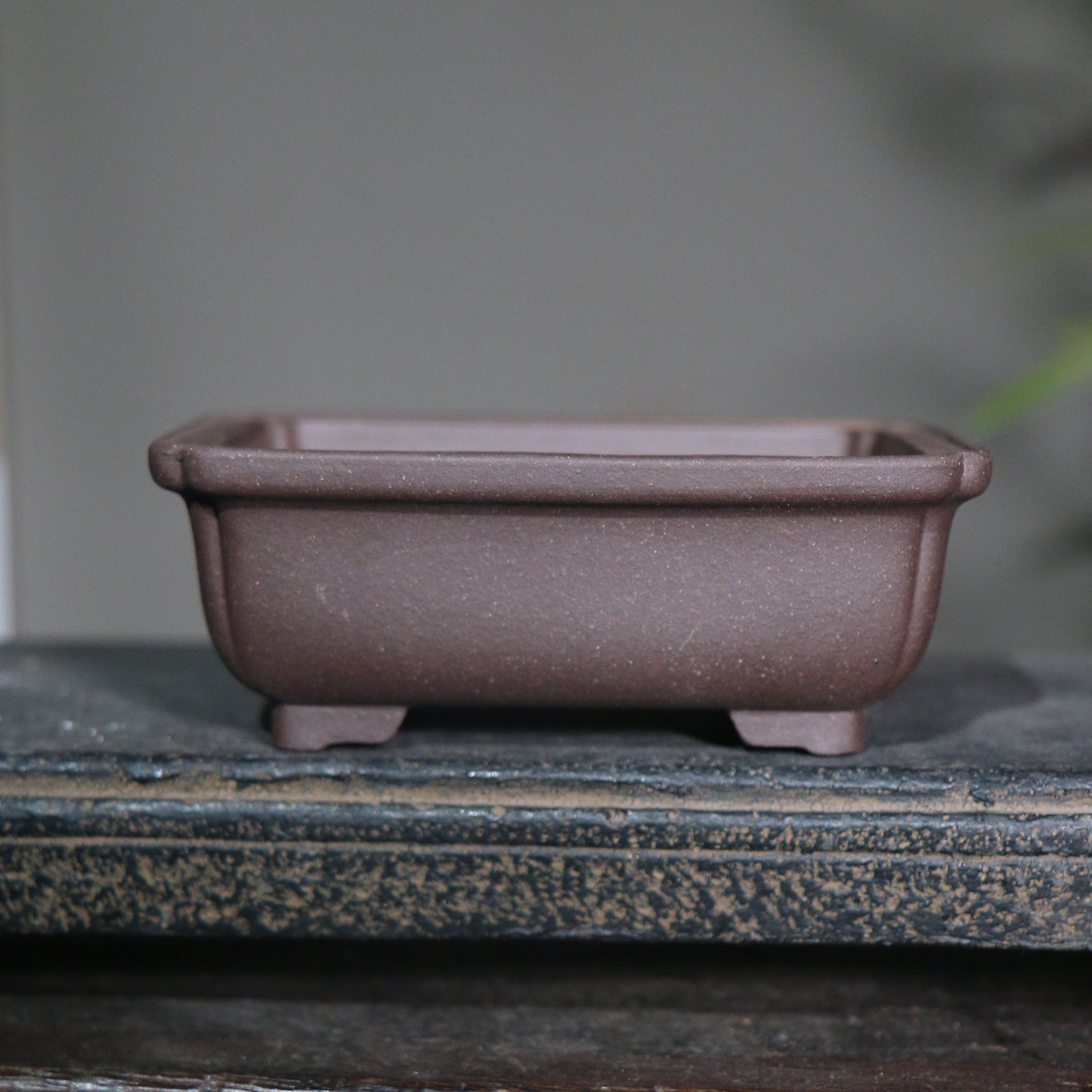 3.9 inch (10cm) Extra Small Rectangular Indented Corner Unglazed Bonsai Pots