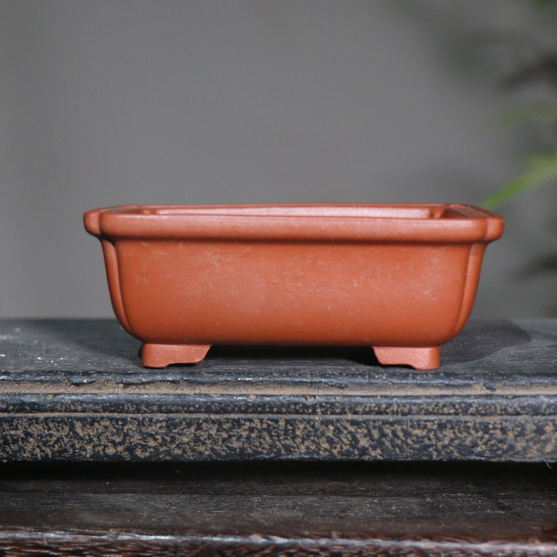 3.9 inch (10cm) Extra Small Rectangular Indented Corner Unglazed Bonsai Pots
