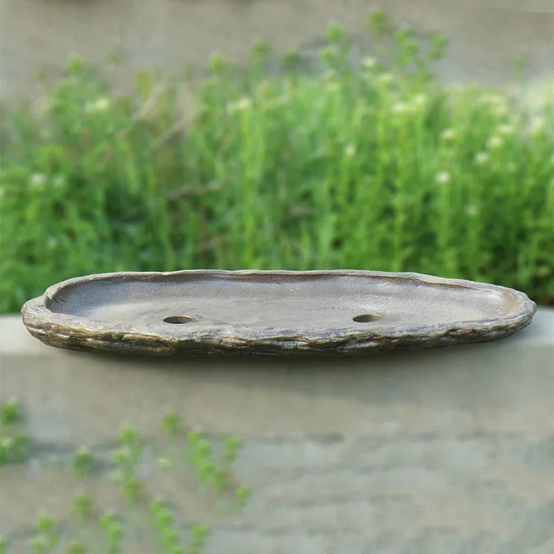 30.3 inch (77cm) Extra-Large Slab-Style Oval Shallow Forest/Landscape Bonsai Pot
